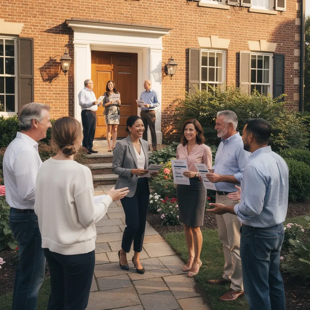 Zegar na ścianie wskazujący czas na przeprowadzkę, otoczony pudełkami i akcesoriami.